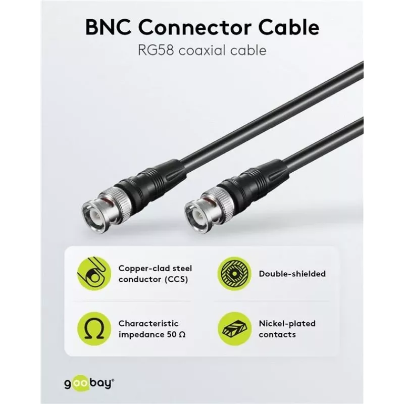 Wentronic Goobay BNC-liitäntäkaapeli, musta, 3 m - BNC-pistoke–BNC-pistoke, 75 ohm koaksiaali 50089