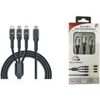IWH USB-latauskaapeli USB-C, Micro-USB, Apple Lightning, 1,2 m, musta 019057