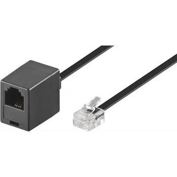 Wentronic Goobay modulaarinen jatkokaapeli, RJ11/RJ14 (6P4C) urosliitin - RJ11 naarasliitin, 15 m, musta 68258