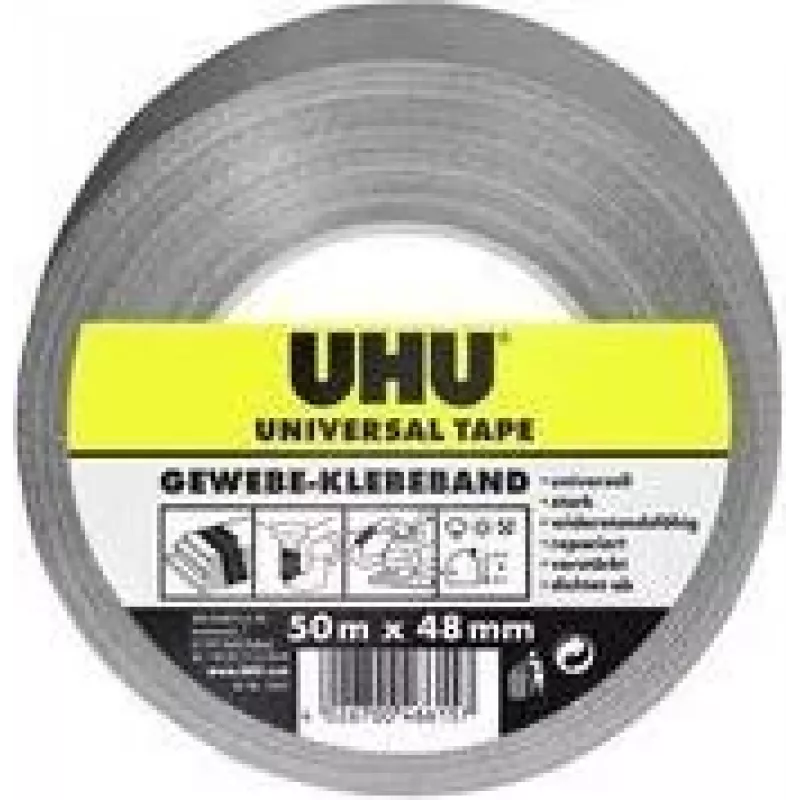 UHU yleiskangasteippi, 48 mm x 50 m, harmaa, erittäin vahva, polyesteripinnoitettu, 1 rulla 46615