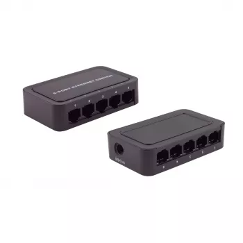 SHIVERPEAKS BS08-01110 5-porttinen Fast Ethernet hallitsematon työpöytäkytkin, 10/100 Mbps, musta