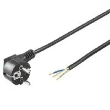 Wentronic Goobay kulmikas Schuko-virtajohto, avoin pää, 3 m, musta 96033