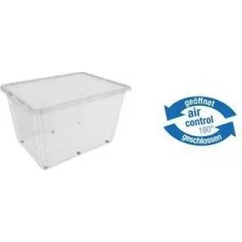 keeeper bert säilytyslaatikko pyörillä, 136 L, Air-Control kansi, läpinäkyvä/harmaa 1056700100000