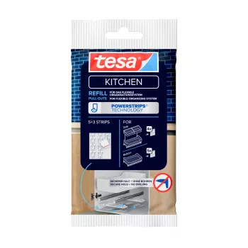 tesa KITCHEN Powerstrips täydennyssarja kaapinlaatikoille – 15 kiinnitysliuskaa, valkoinen (70064-00000-00)