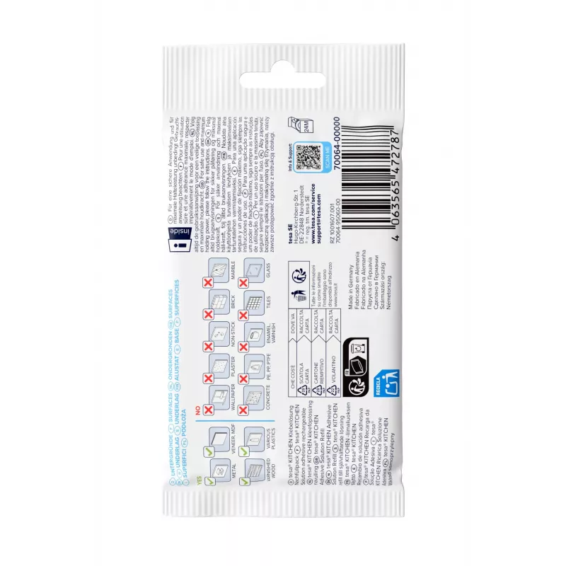 tesa KITCHEN Powerstrips täydennyssarja kaapinlaatikoille – 15 kiinnitysliuskaa, valkoinen (70064-00000-00)