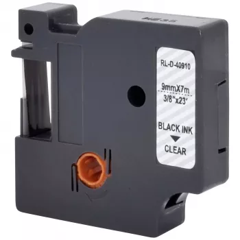 Renkforce RF-LT-D40910 yhteensopiva merkintänauha DYMO D1 - 40910, 9 mm, läpinäkyvä, musta, 7 m RF-6027842