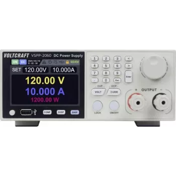 VOLTCRAFT VSPP-2060 räkkikiinnitteinen laboratorioteholähde, säädettävä 0-600 V/DC 0-10 A, 2000 W, USB, RS-485, LAN ohjelmoitava VC-18673215