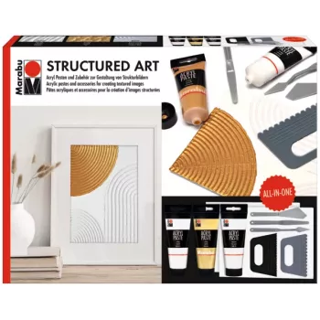 Marabu STRUCTURED ART akryylistruktuuripastasarja, 3 x 100 ml, valkoinen, vesipohjainen, kermamainen-pastamainen, matta pinta 1202000000088