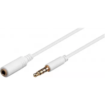 Wentronic Goobay 3,5 mm -kuulokkeiden jatkokaapeli, valkoinen, 0,5 m, TRRS 4-pin, pistoke-liitäntä 62359