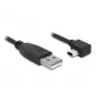 Delock USB 2.0 -kaapeli USB-A-pistoke Mini USB-B 5-pin pistoke kulma, 1m, musta 82681
