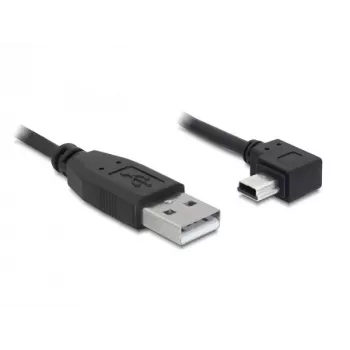 Delock USB 2.0 -kaapeli USB-A-pistoke Mini USB-B 5-pin pistoke kulma, 1m, musta 82681