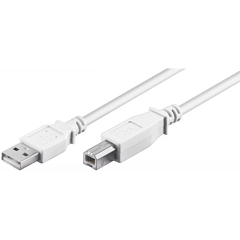 Wentronic 96186 USB 2.0 -kaapeli, USB-A uros - USB-B uros, 1,8 m, valkoinen