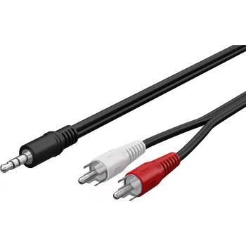 Wentronic Goobay 3,5 mm jakki 2x RCA sovitinkaapeli, 20 m, musta 50779