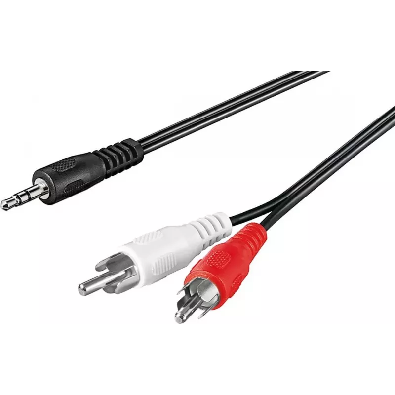 Wentronic Goobay 3,5 mm jakki 2x RCA sovitinkaapeli, 20 m, musta 50779