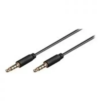 Wentronic Goobay 3,5 mm jakkiliitäntäkaapeli, musta, 2 m - 3,5 mm jakkipistoke (4-pin, stereo) - 3,5 mm jakkipistoke (4-pin, stereo) (63830)
