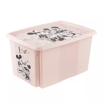 keeeper säilytyslaatikko Karolina Minnie, 45 litraa pinottava ja sisäkkäin asetettava laatikko kannella, polypropeeni, Nordic Pink, 1 kpl 1223958124700