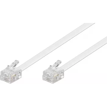 Goobay modulaarinen liitäntäkaapeli RJ11/RJ14 (6P4C) uros–uros, 3 m, valkoinen (93067)