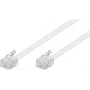 Goobay modulaarinen liitäntäkaapeli RJ11/RJ14 (6P4C) uros–uros, 3 m, valkoinen (93067)