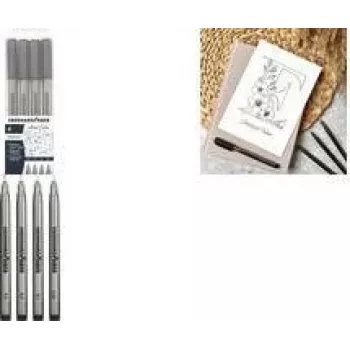 Faber-Castell EBERHARD FABER pigmenttitiussi musta 4-osainen sarja (0,1, 0,3, 0,5, 0,7 mm) vedenkestävä valonkestävä pysyvä 558104