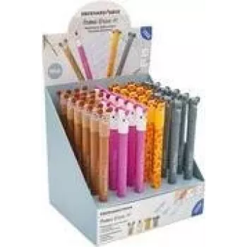 FABER-CASTELL EBERHARD FABER Animal Erase it! geelikynä-display, 36 kynää, sininen muste, 0,7 mm, pyyhittävä, uudelleentäytettävä 560109