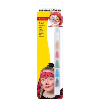 FABER-CASTELL EBERHARD FABER 6-in-1 -kasvomaalikynä, 1 kynä – 6 väriä, ihanteellinen hienoihin ääriviivoihin ja laajoihin kuvioihin, korkea peittävyys (579030)