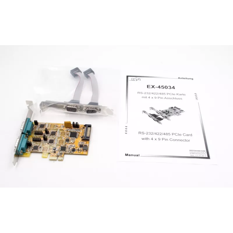 EXSYS EX-45034 PCIe 4-porttinen sarjaporttikortti RS-232/422/485 (FTDI)