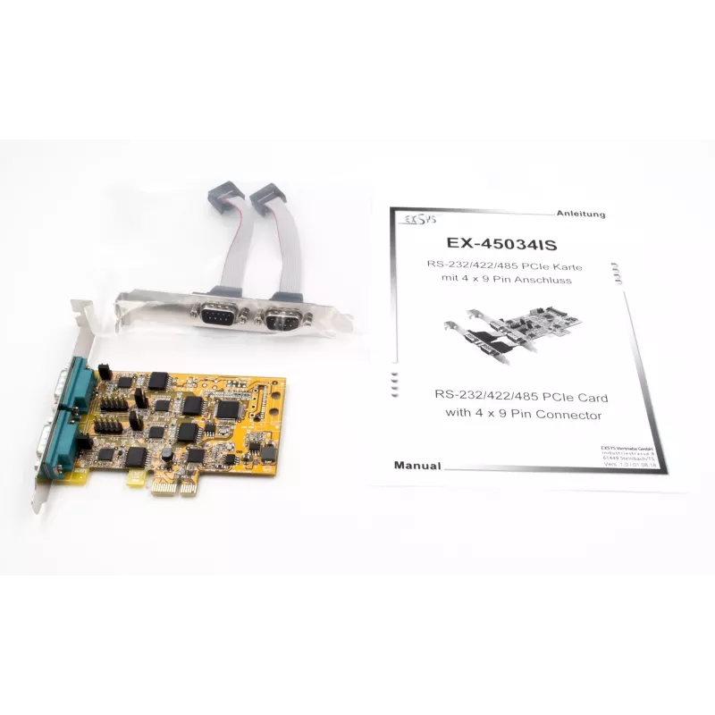 EXSYS EX-45034IS 4-porttinen RS-232 PCI Express -sarjakortti 2,5kV optisella eristyksellä