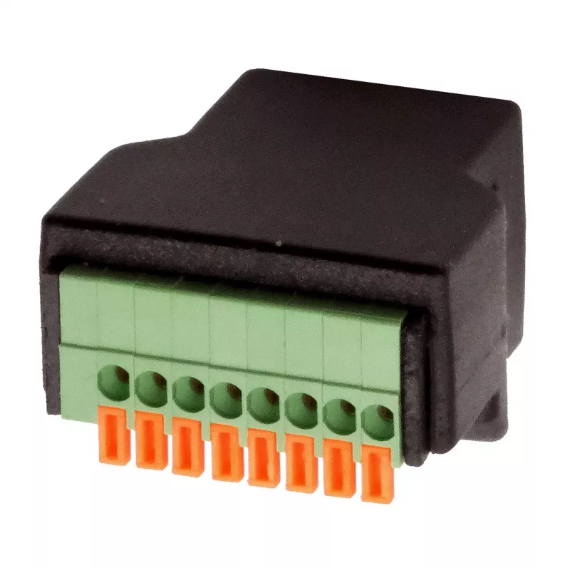EXSYS EX-49112 RJ45-liitäntä 8-pin riviliitinadapteriin painonapilla, CAT.5e