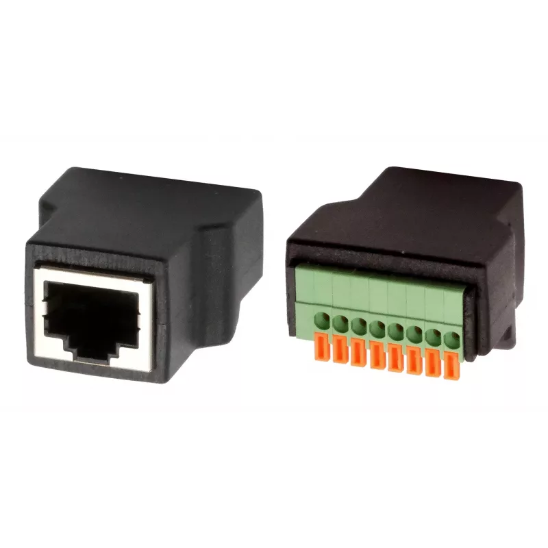 EXSYS EX-49112 RJ45-liitäntä 8-pin riviliitinadapteriin painonapilla, CAT.5e