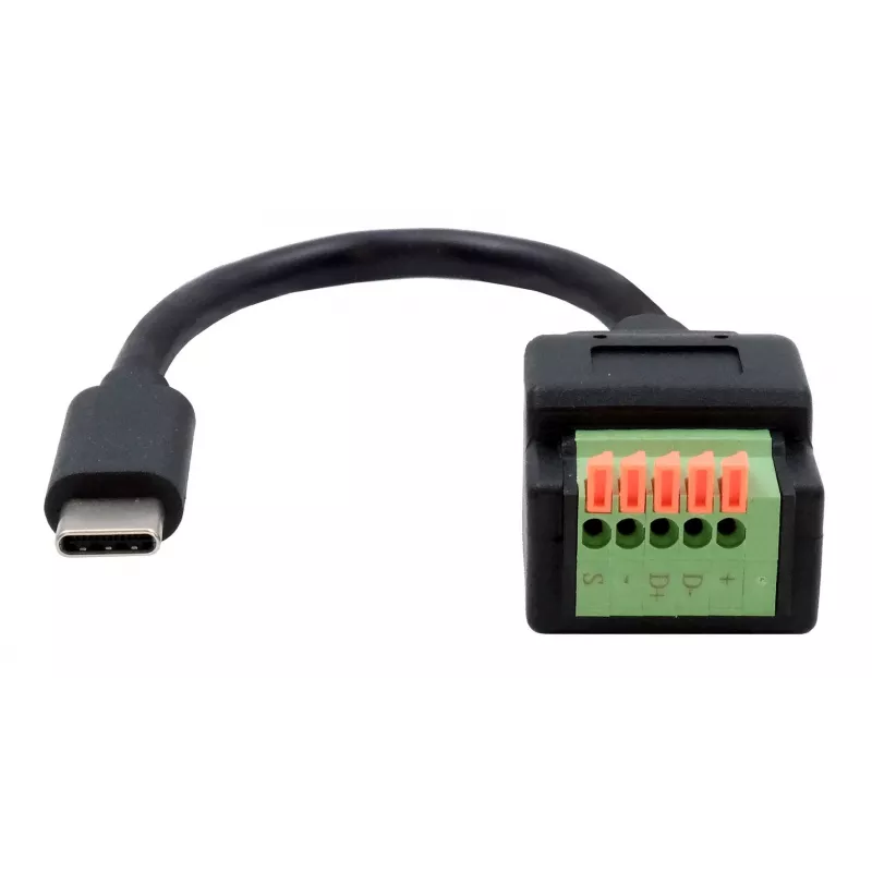 EXSYS USB-C pistoke 5-pin riviliitinadapterikaapeliin painonapilla, USB 2.0, 15 cm EX-49123