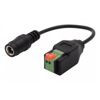 EXSYS DC-liitäntä 5,5x2,1mm 2-napaiseen liitinrimaan adapterikaapeli painonapilla, 15cm EX-49141