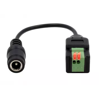 EXSYS DC-liitäntä 5,5x2,1mm 2-napaiseen liitinrimaan adapterikaapeli painonapilla, 15cm EX-49141