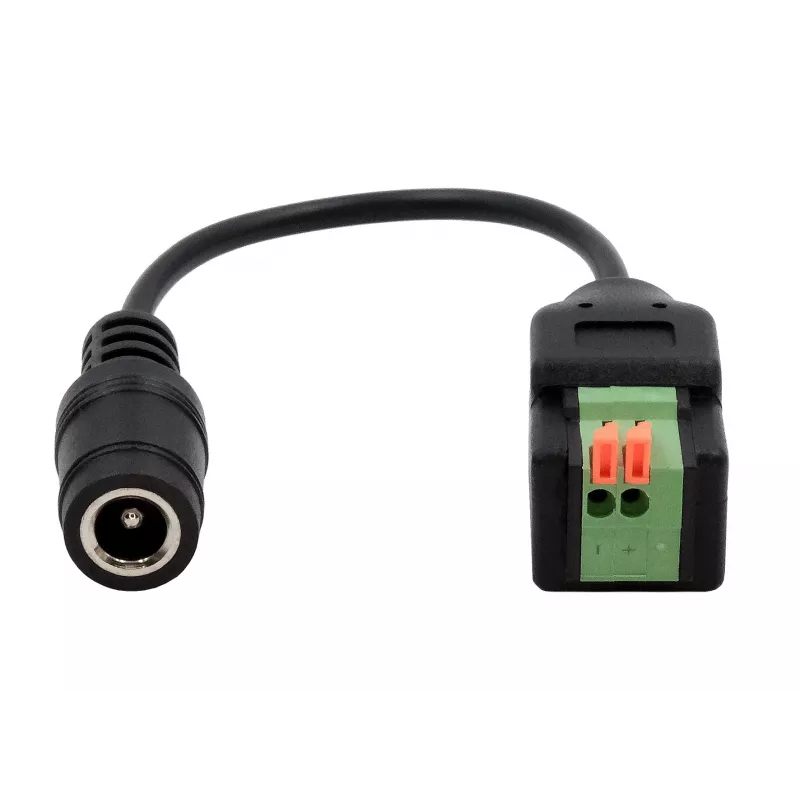 EXSYS DC-liitäntä 5,5x2,1mm 2-napaiseen liitinrimaan adapterikaapeli painonapilla, 15cm EX-49141