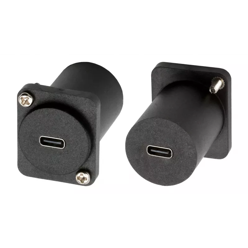 EXSYS D-tyypin USB-C liitäntä liitäntään adapteri, USB 3.2 Gen 1, paneeliasennus, musta (EX-49158)