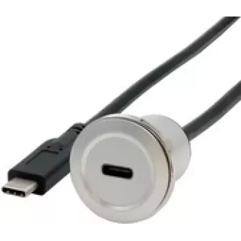 EXSYS EX-49183 asennusadapteri metalli, USB-C liitäntä pistokkeeseen, USB 3.2 Gen 1, 30 cm