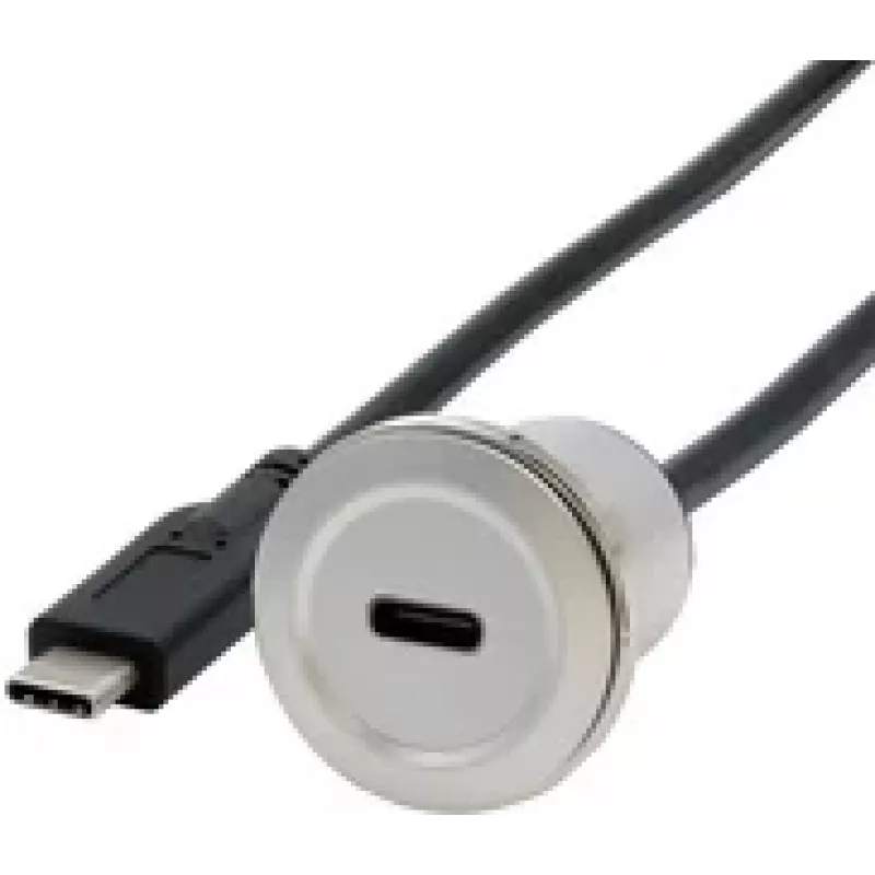 EXSYS EX-49183 asennusadapteri metalli, USB-C liitäntä pistokkeeseen, USB 3.2 Gen 1, 30 cm