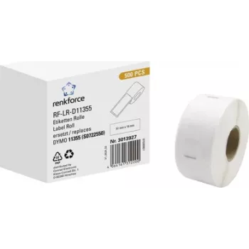 Renkforce RF-6027854 yhteensopiva DYMO 11355 osoitetarrat 51 x 19 mm valkoinen paperi pysyvästi liimautuva 500 tarraa/rulla