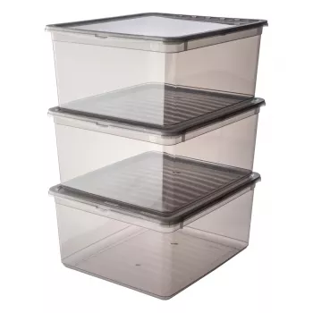 keeeper bea säilytyslaatikko setti, 3x 18 L, kristallinharmaa, Air-Control kansi 3003182700000