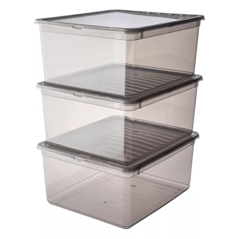 keeeper bea säilytyslaatikko setti, 3x 18 L, kristallinharmaa, Air-Control kansi 3003182700000