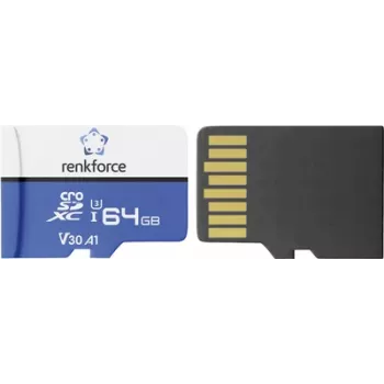 Renkforce RFEmSD64 microSDXC 64 GB A1 V30 U3 Class 10 muistikortti SD-sovittimella RF-7488704