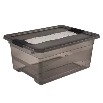 keeeper Cornelia säilytyslaatikko, 12 L, kristallinharmaa läpinäkyvä, liukukannella 1094182700000