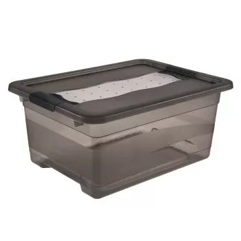 keeeper Cornelia säilytyslaatikko, 12 L, kristallinharmaa läpinäkyvä, liukukannella 1094182700000