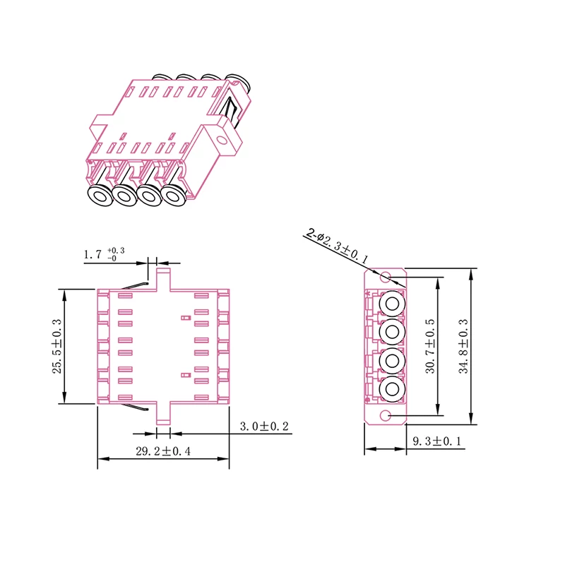 LogiLink LC-Duplex Quad kuitu-liitinsarja, violetti, 12-osainen FA04LC7