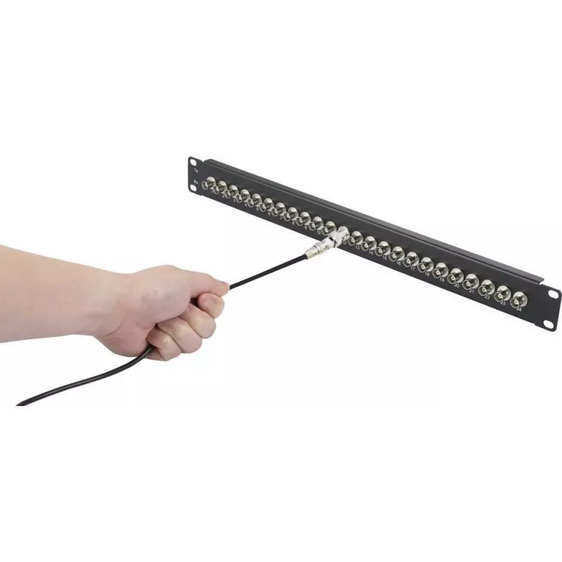 Renkforce RF-4541184 19 tuuman 1U rack-asennettava BNC-patch-paneeli, 16 porttia, musta