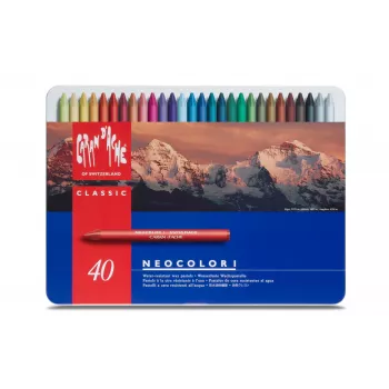 CARAN D'ACHE Neocolor I vahaliidut, 40 kpl:n sarja, pyöreä, lajitellut värit, paperikääre 7000.340