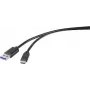 Renkforce RF-4599658 USB 3.2 Gen 1 kaapeli, USB-A - USB-C, 0,5 m, musta