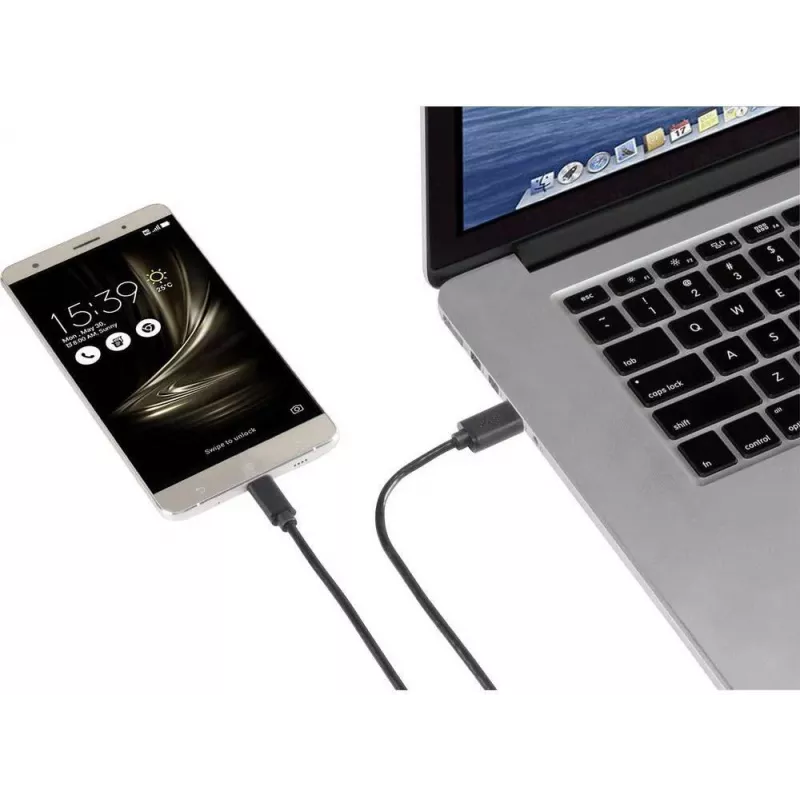 Renkforce RF-4599658 USB 3.2 Gen 1 kaapeli, USB-A - USB-C, 0,5 m, musta