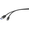 Renkforce RF-4599658 USB 3.2 Gen 1 kaapeli, USB-A - USB-C, 0,5 m, musta