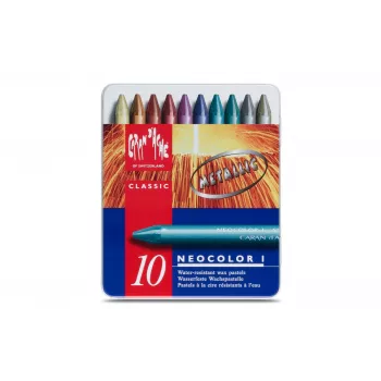 Caran d'Ache Neocolor I Metallic vahaliidut, 10 kpl:n sarja, pyöreä paperikääreellä 7004.310