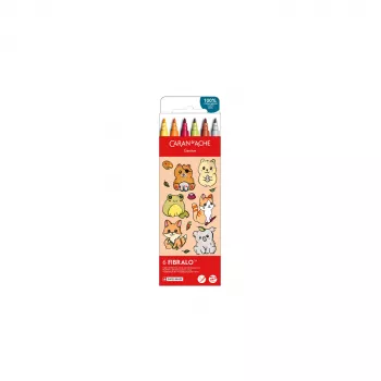 Caran d'Ache Fibralo Kawaii Animals huopakynät, 6 kpl:n pakkaus, vesipohjainen muste, akvarelliefekti 185.803